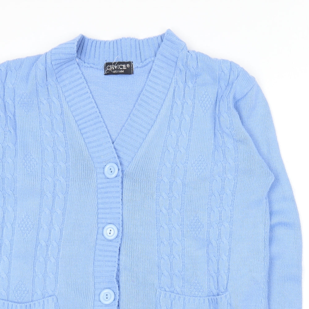 Choice Collection   Womens Blue V-Neck  Acrylic Cardigan Jumper Size M