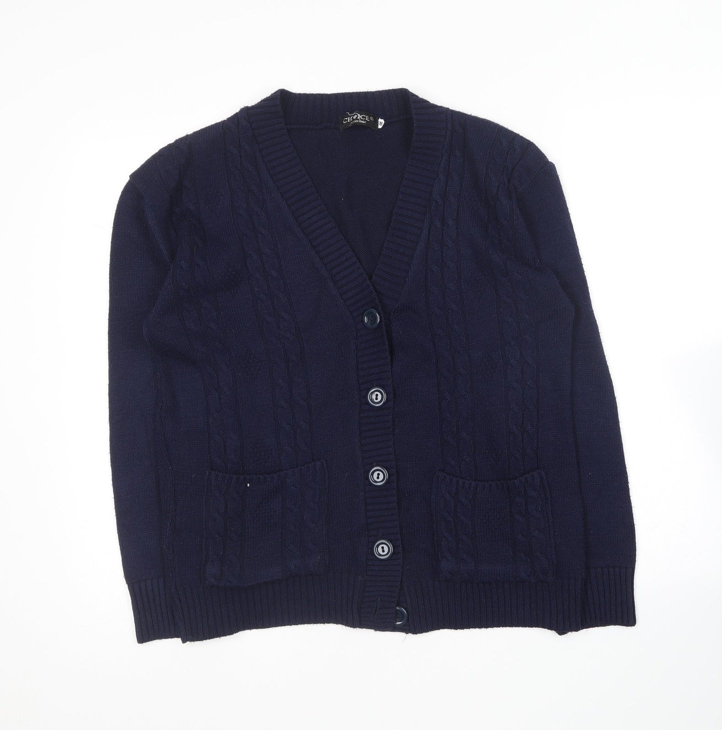 Choice Collection   Womens Blue V-Neck  Acrylic Cardigan Jumper Size M