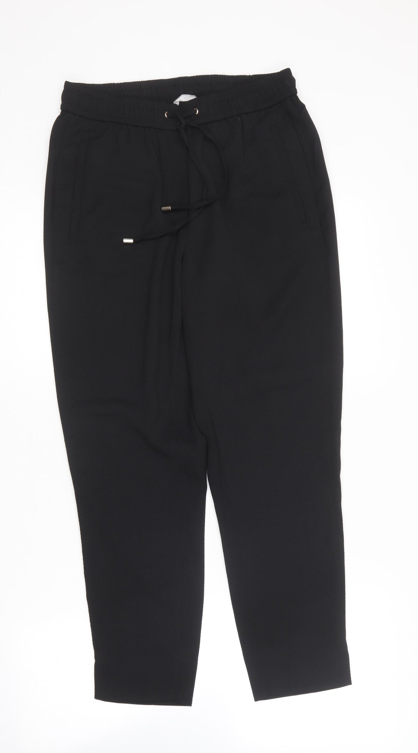 H&M Womens Black  Polyester Trousers  Size 8 L26 in Regular