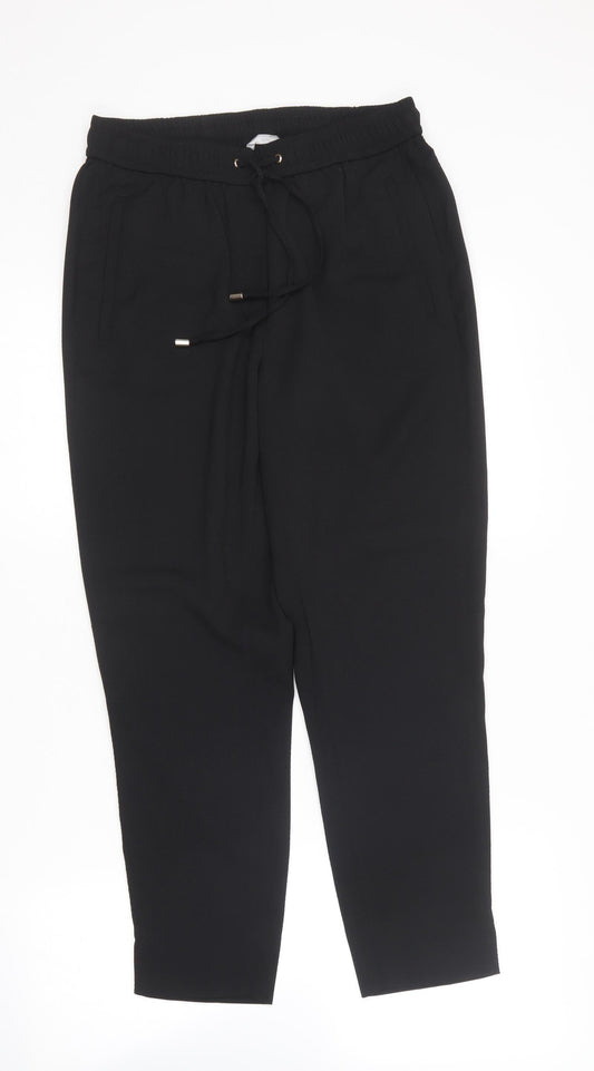 H&M Womens Black  Polyester Trousers  Size 8 L26 in Regular