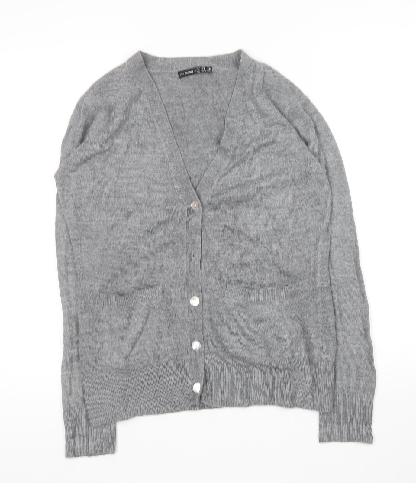 Atmosphere Womens Grey V-Neck  Acrylic Cardigan Jumper Size 10