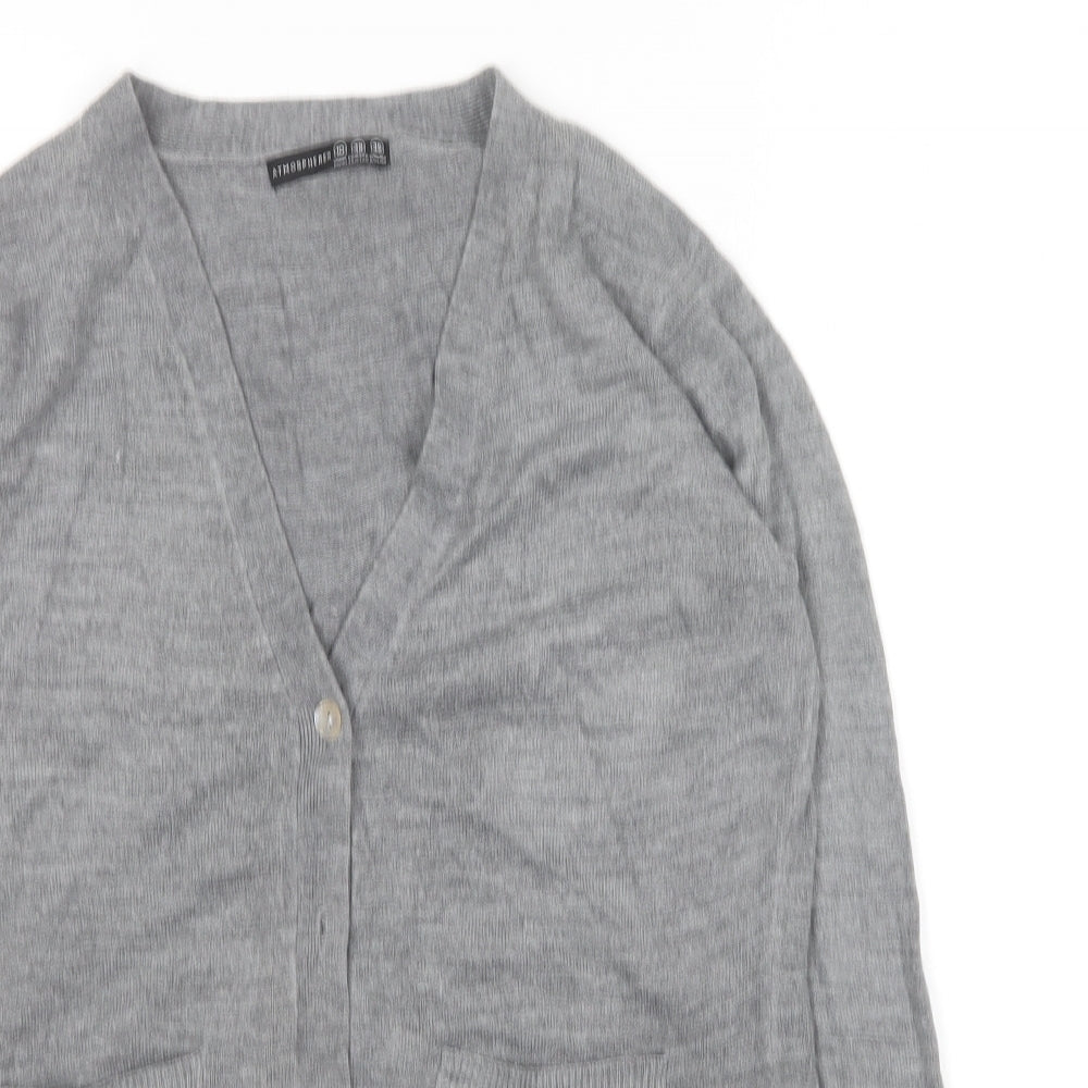 Atmosphere Womens Grey V-Neck  Acrylic Cardigan Jumper Size 10