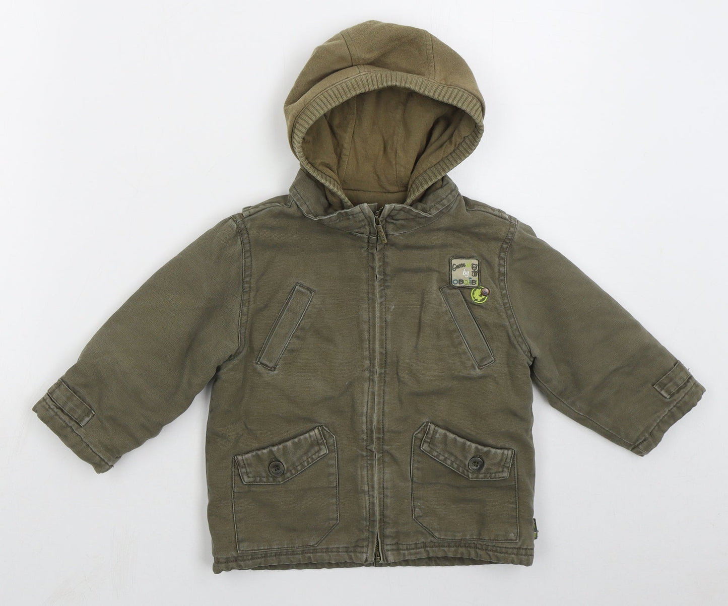 Obaibi Boys Green   Basic Coat Coat Size 18 Months   Zip