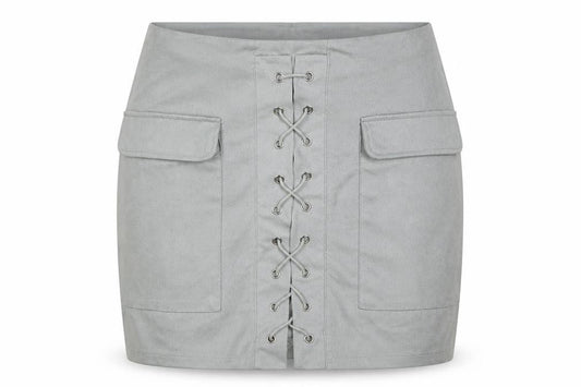 BKMGC Womens Grey  Polyester Mini Skirt Size M   Zip