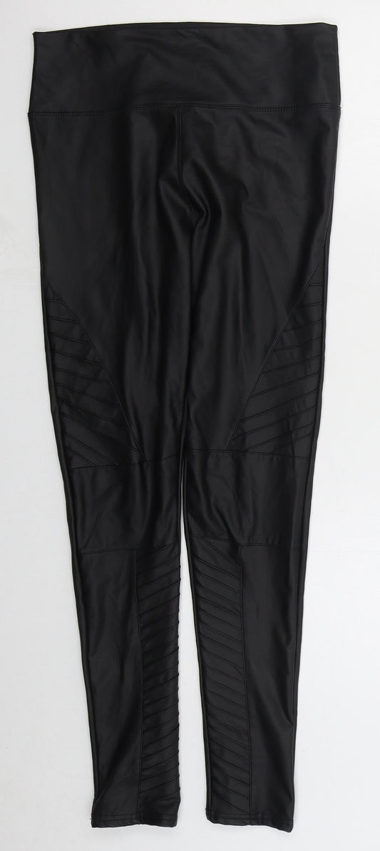Yu & Me Womens Black  Polyurethane Carrot Leggings Size M L28 in