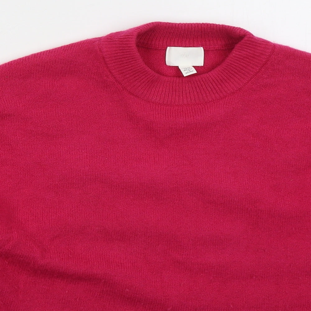 H&M Womens Orange Crew Neck  Polyester Pullover Jumper Size XS