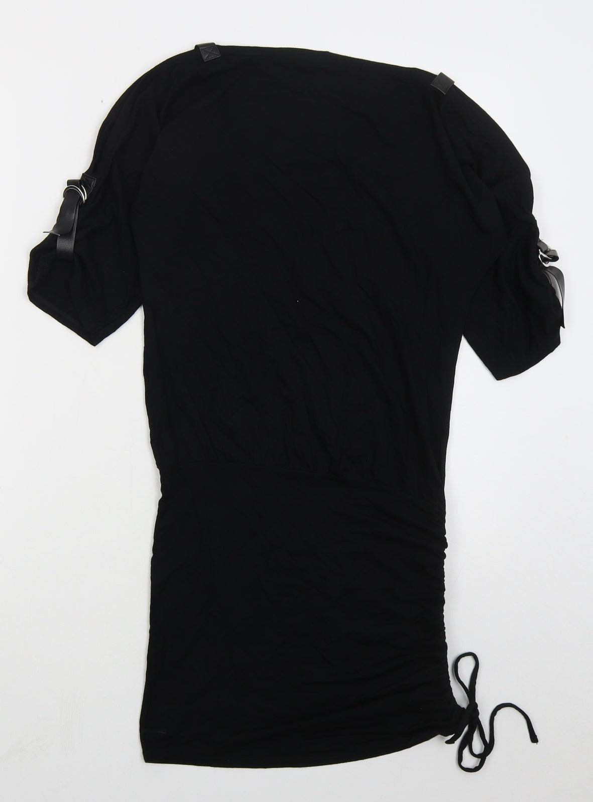 Look Womens Black  Viscose T-Shirt Dress  Size 8  Boat Neck Pullover