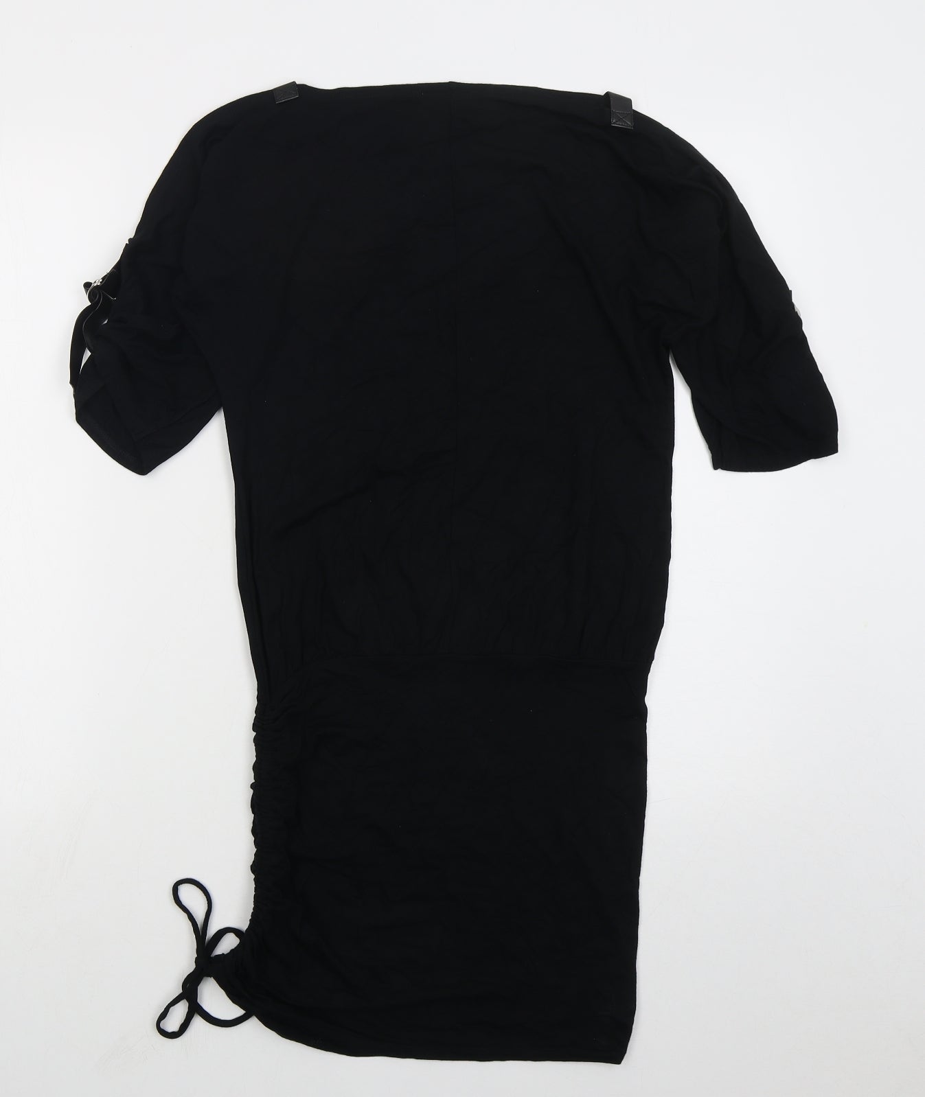 Look Womens Black  Viscose T-Shirt Dress  Size 8  Boat Neck Pullover