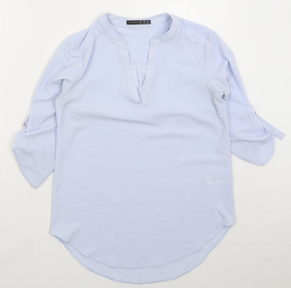 Preloved Atmosphere Womens Blue  Polyester Basic Blouse Size 6 V-Neck - Front