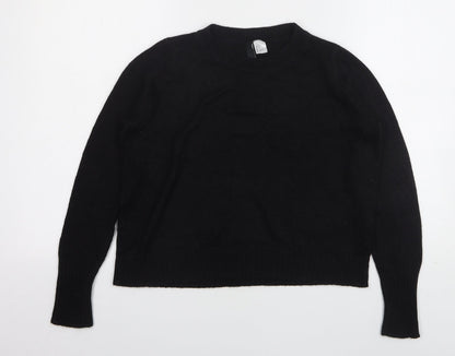 H&M Womens Black Round Neck  Acrylic Pullover Jumper Size L