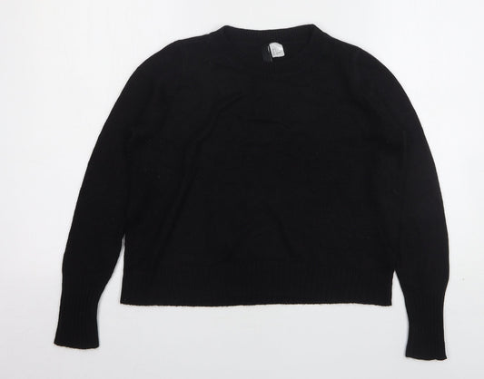 H&M Womens Black Round Neck  Acrylic Pullover Jumper Size L