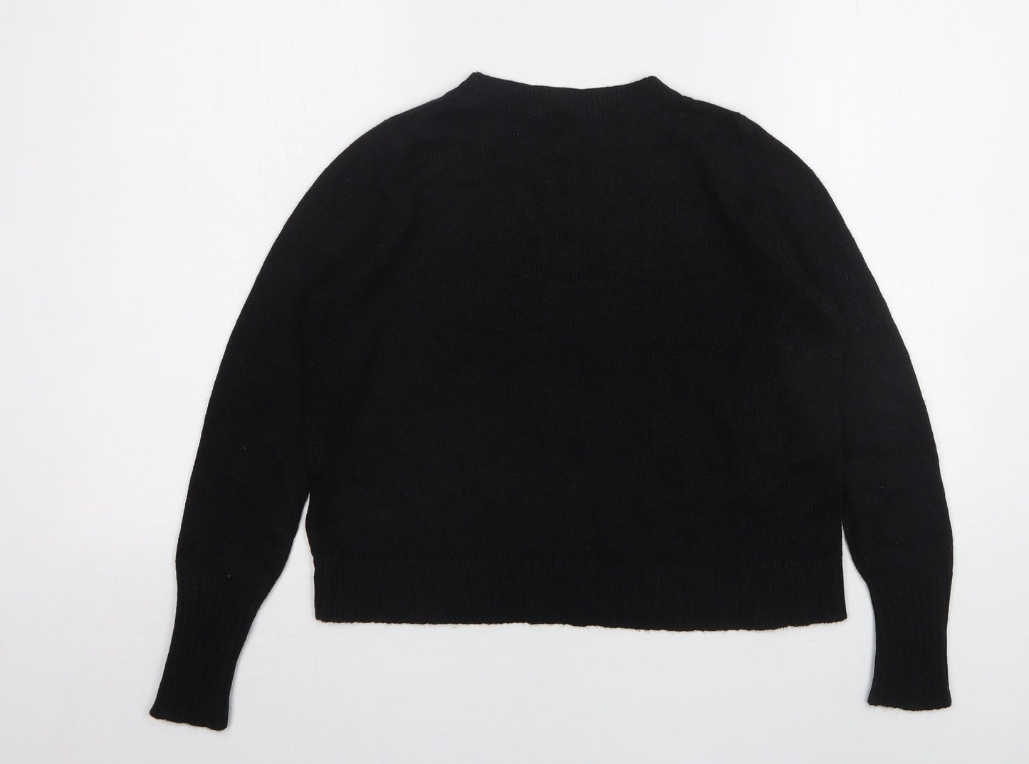 H&M Womens Black Round Neck  Acrylic Pullover Jumper Size L