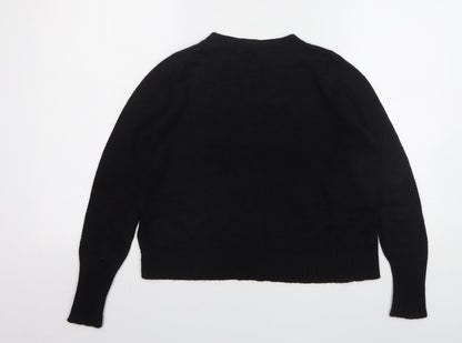 H&M Womens Black Round Neck  Acrylic Pullover Jumper Size L