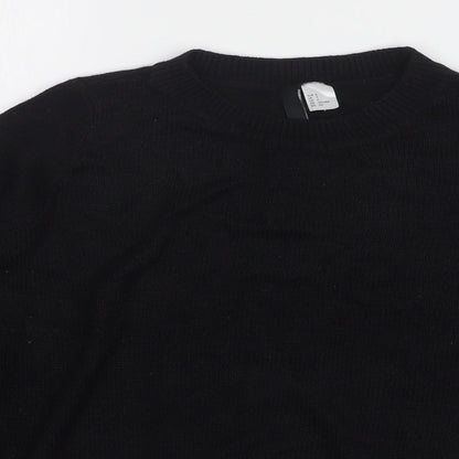 H&M Womens Black Round Neck  Acrylic Pullover Jumper Size L