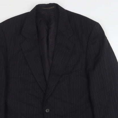 Marks & Spencer Mens Grey Striped Wool Jacket Suit Jacket Size 38