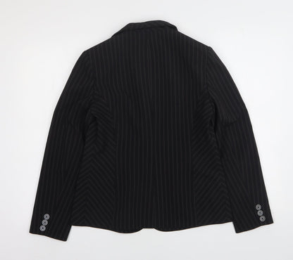BHS Womens Black Striped Polyester Jacket Blazer Size 10