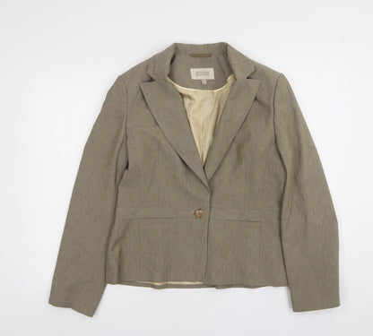 Next Womens Brown Striped Polyester Jacket Suit Jacket Size 14