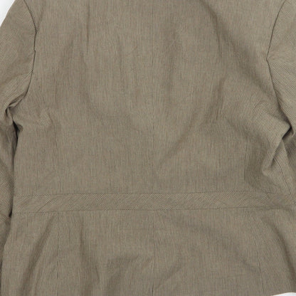 Next Womens Brown Striped Polyester Jacket Suit Jacket Size 14