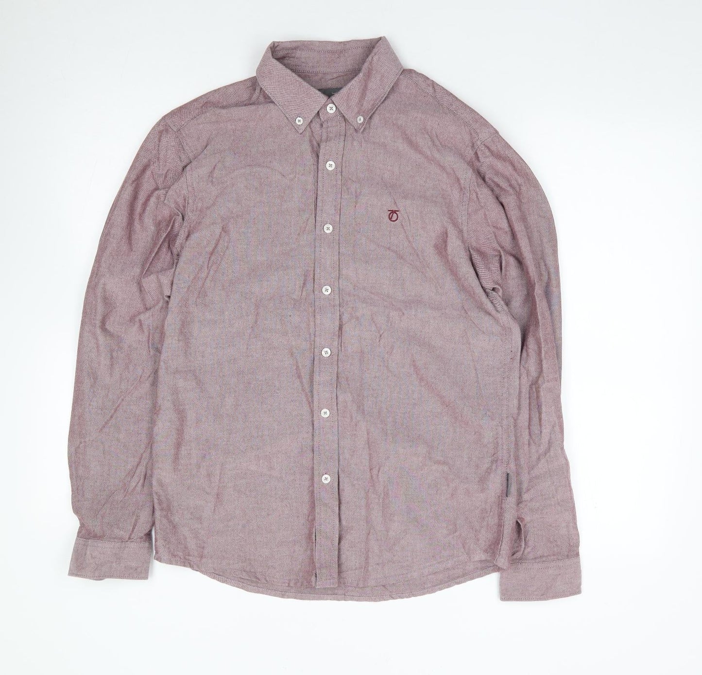 Peter Werth Mens Beige  Cotton  Button-Up Size 38 Collared Button