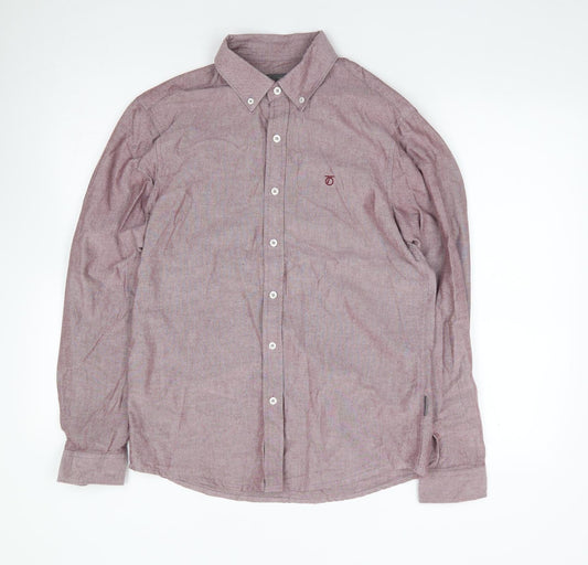 Peter Werth Mens Beige  Cotton  Button-Up Size 38 Collared Button