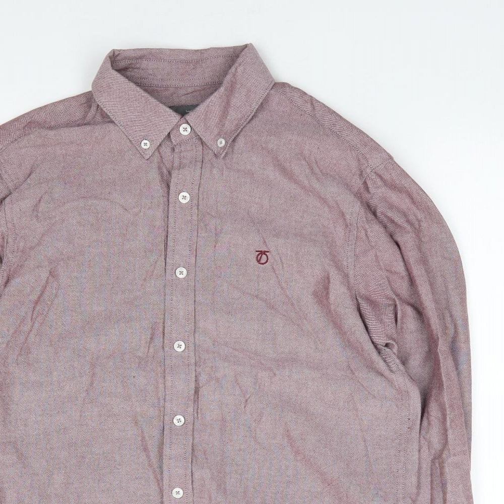 Peter Werth Mens Beige  Cotton  Button-Up Size 38 Collared Button