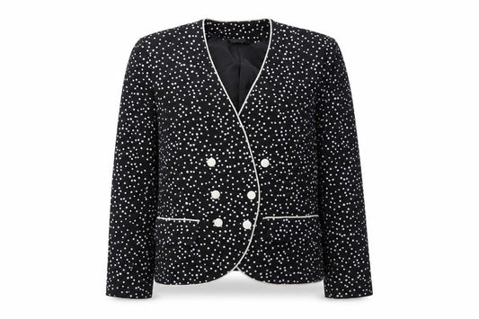 Country Casuals Womens Black Polka Dot Cotton Jacket Suit Jacket Size 10