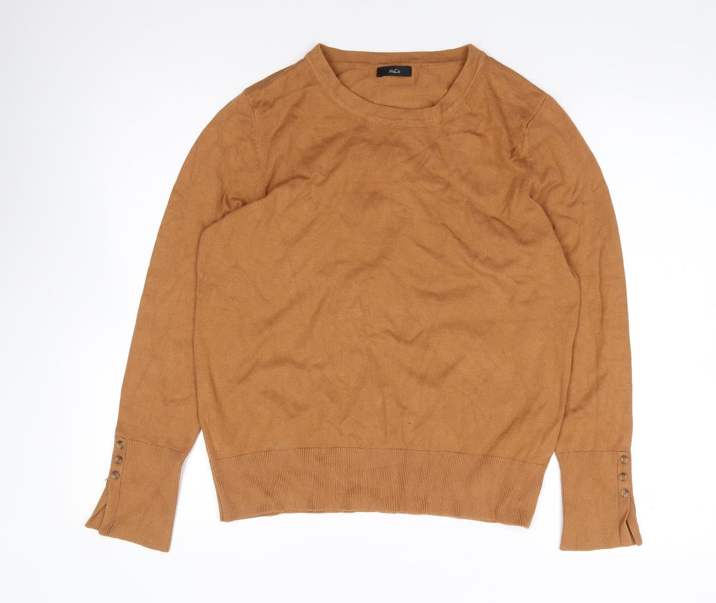 M&Co Womens Brown Round Neck  Viscose Pullover Jumper Size 16