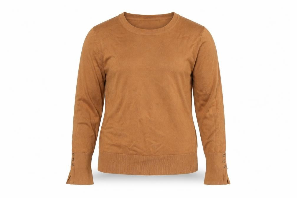 M&Co Womens Brown Round Neck  Viscose Pullover Jumper Size 16