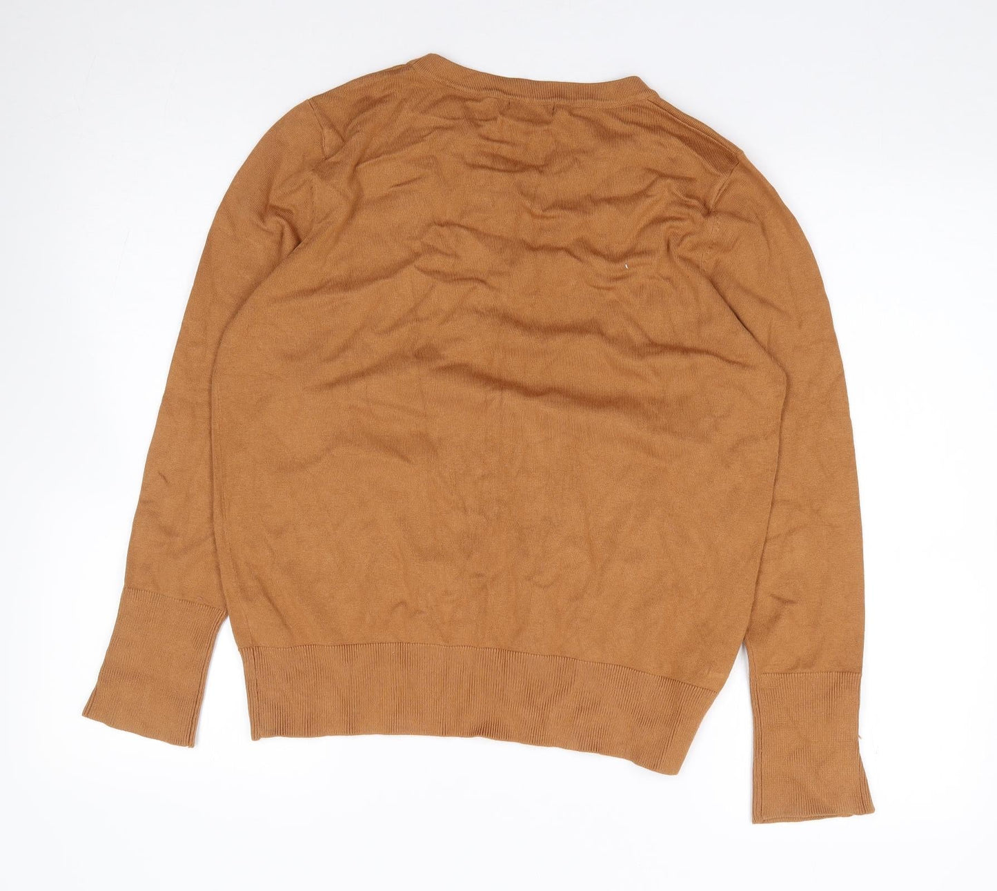 M&Co Womens Brown Round Neck  Viscose Pullover Jumper Size 16
