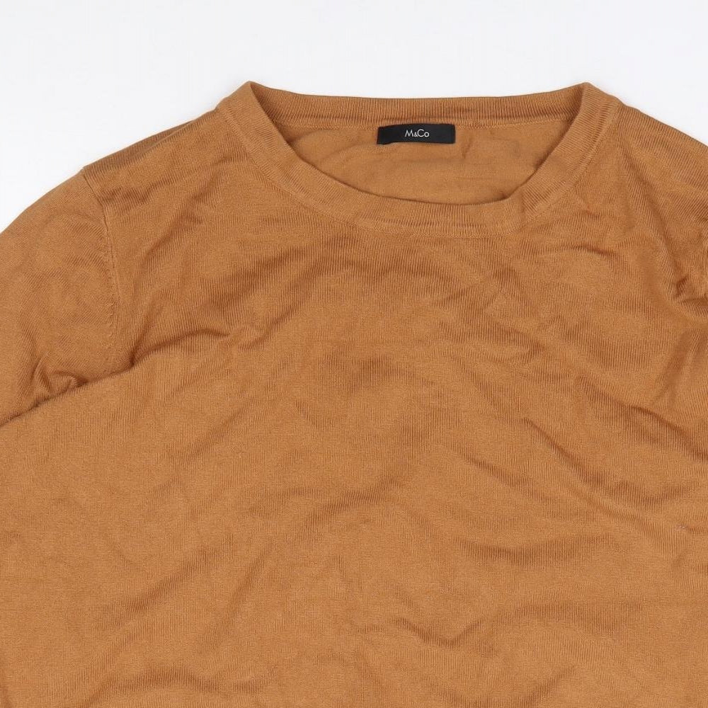 M&Co Womens Brown Round Neck  Viscose Pullover Jumper Size 16