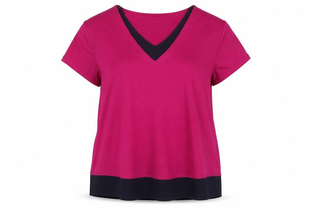 Marks & Spencer Womens Pink  Viscose Jersey T-Shirt Size 14 V-Neck