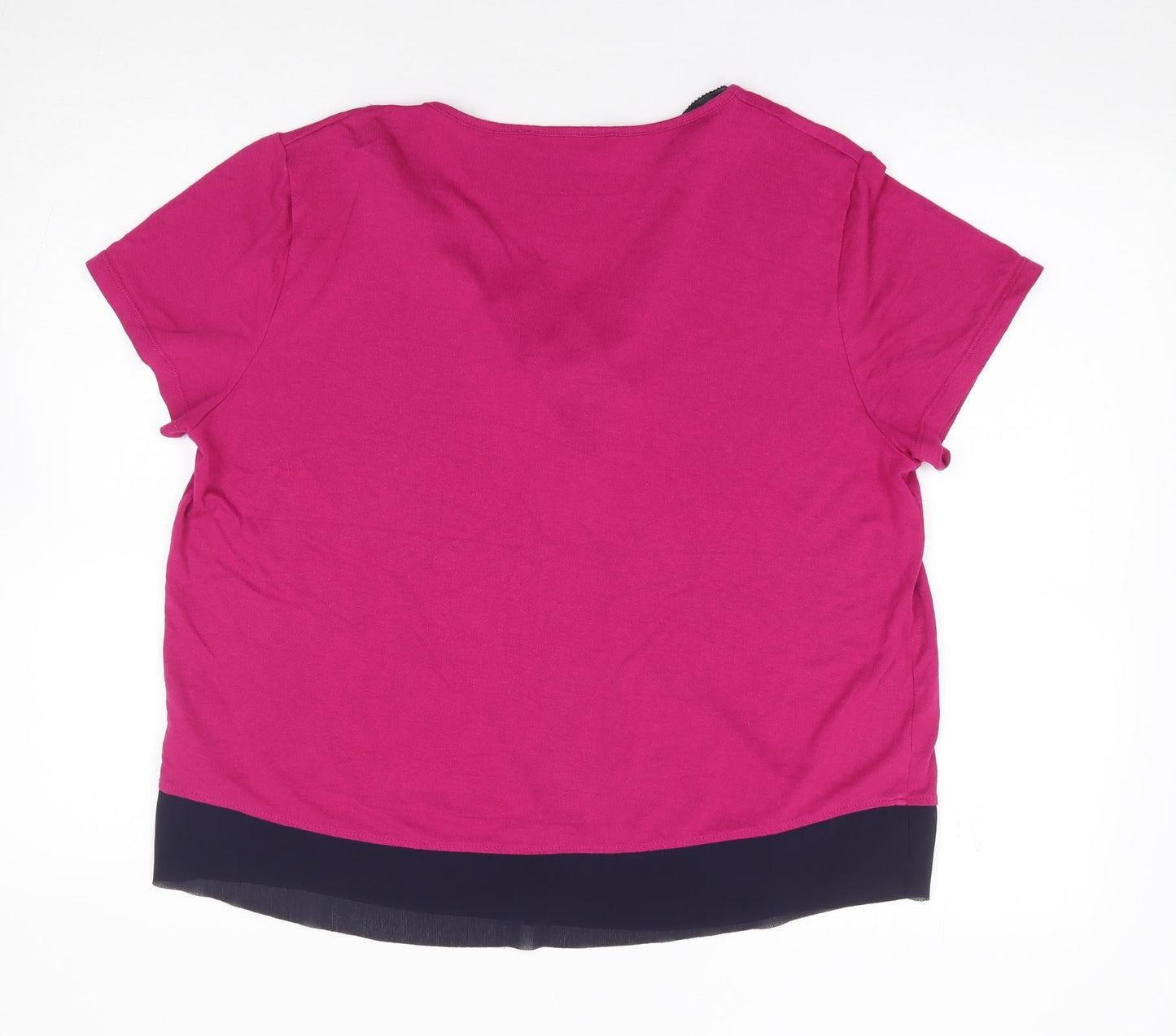 Marks and Spencer Womens Pink  Viscose Jersey T-Shirt Size 14 V-Neck