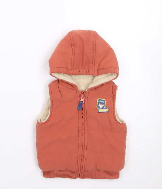 Dunnes Boys Orange   Gilet Coat Size 3-6 Months   Zip