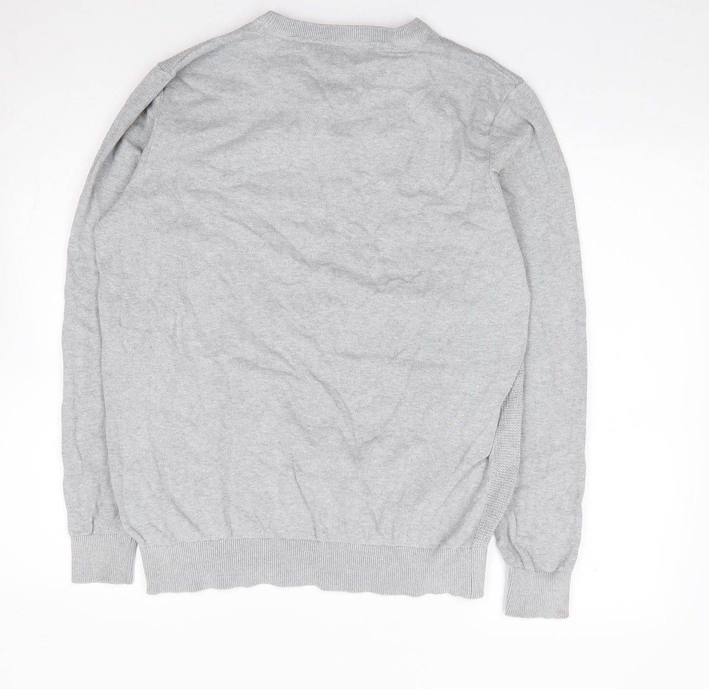 George Mens Grey Crew Neck  Cotton Pullover Jumper Size L