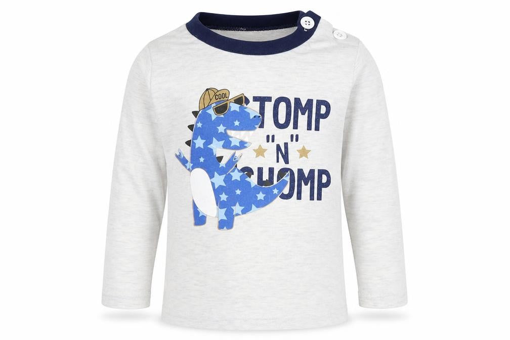 Cheeky Chimp Boys Grey  Cotton Basic T-Shirt Size 12-18 Months Round Neck Pullover