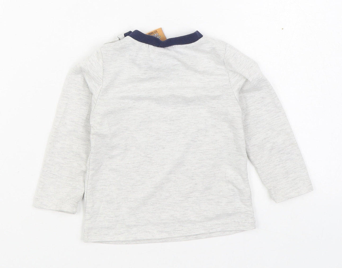 Cheeky Chimp Boys Grey  Cotton Basic T-Shirt Size 12-18 Months Round Neck Pullover