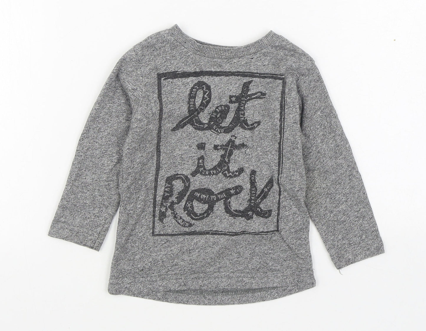 Dunnes Stores Boys Grey  Cotton Basic T-Shirt Size 12-18 Months Round Neck Pullover