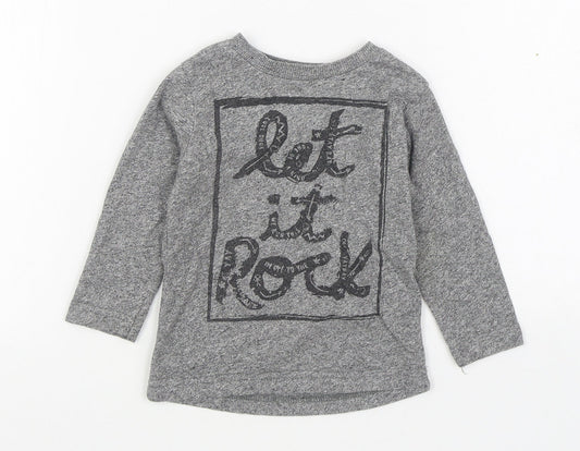 Dunnes Stores Boys Grey  Cotton Basic T-Shirt Size 12-18 Months Round Neck Pullover