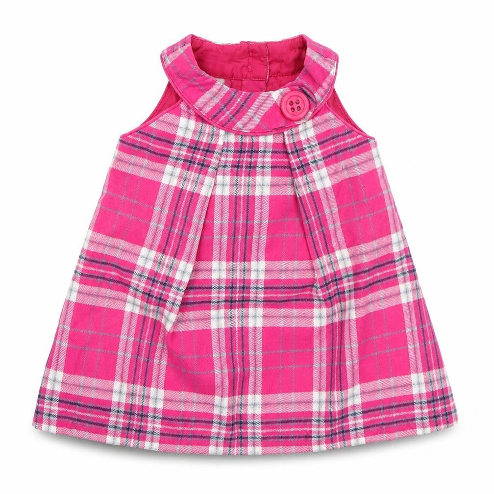 NEXT Girls Pink Plaid Cotton Trapeze & Swing  Size 3-6 Months  Round Neck Button