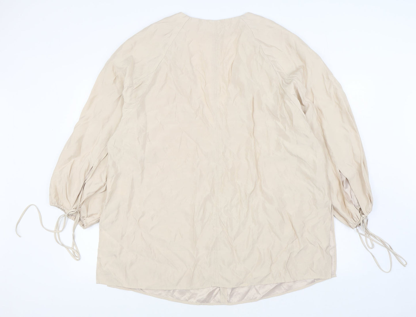 H&M Womens Beige  Polyester Basic Blouse Size L V-Neck