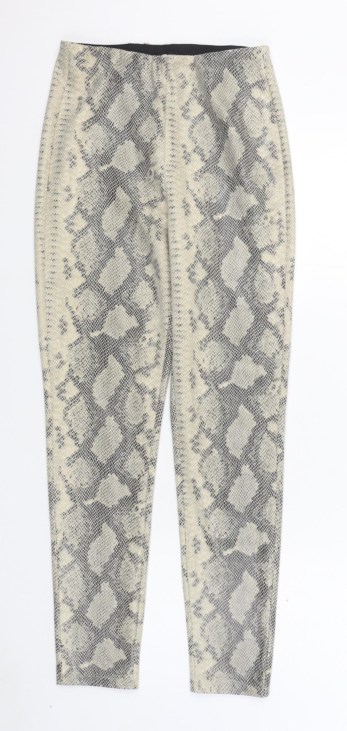 VERO MODA Womens Beige Animal Print Polyester Jogger Trousers Size 8 L29 in Regular