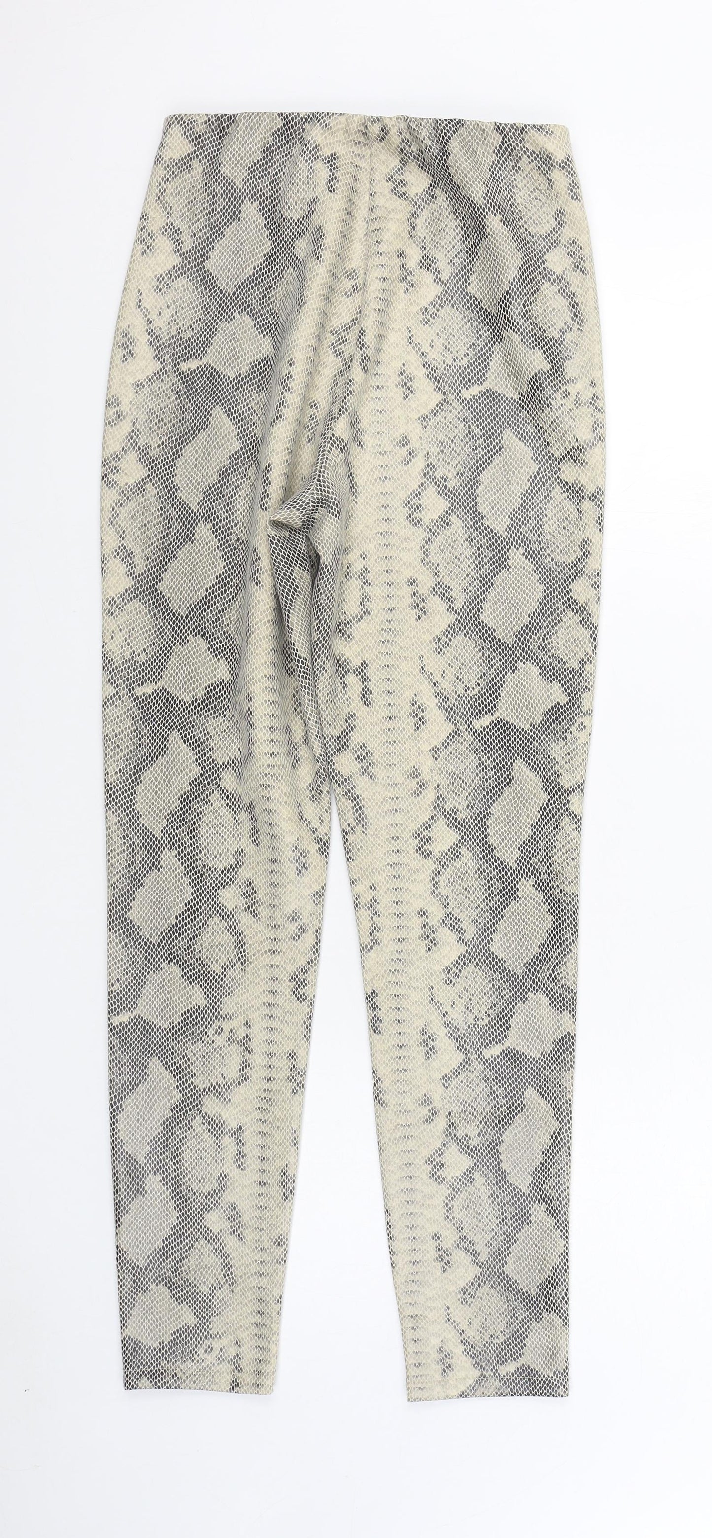 VERO MODA Womens Beige Animal Print Polyester Jogger Trousers Size 8 L29 in Regular