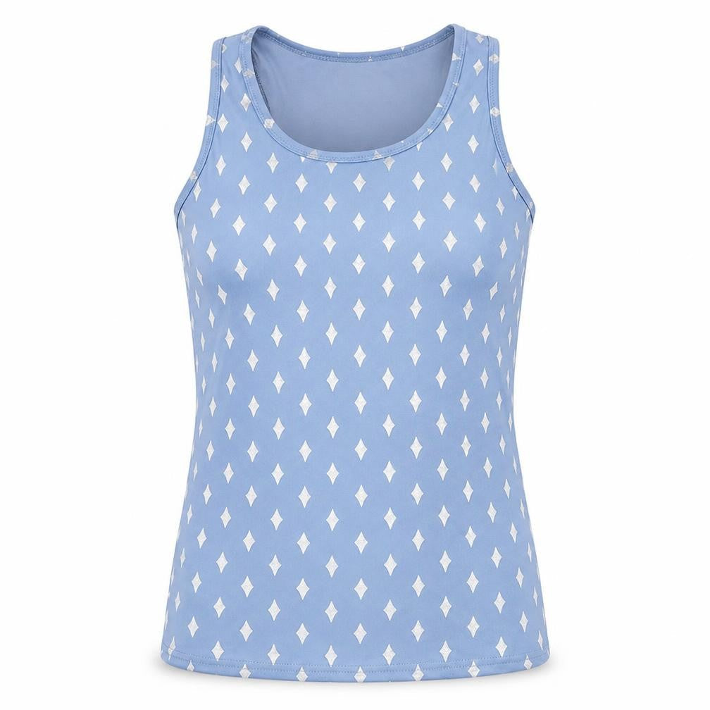 Preworn Womens Blue Geometric Polyamide Basic Tank Size S Round Neck