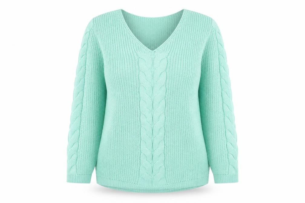 Bassini Womens Blue V-Neck  Acrylic Pullover Jumper Size L