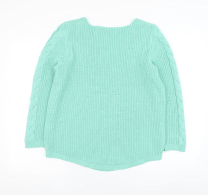 Bassini Womens Blue V-Neck  Acrylic Pullover Jumper Size L