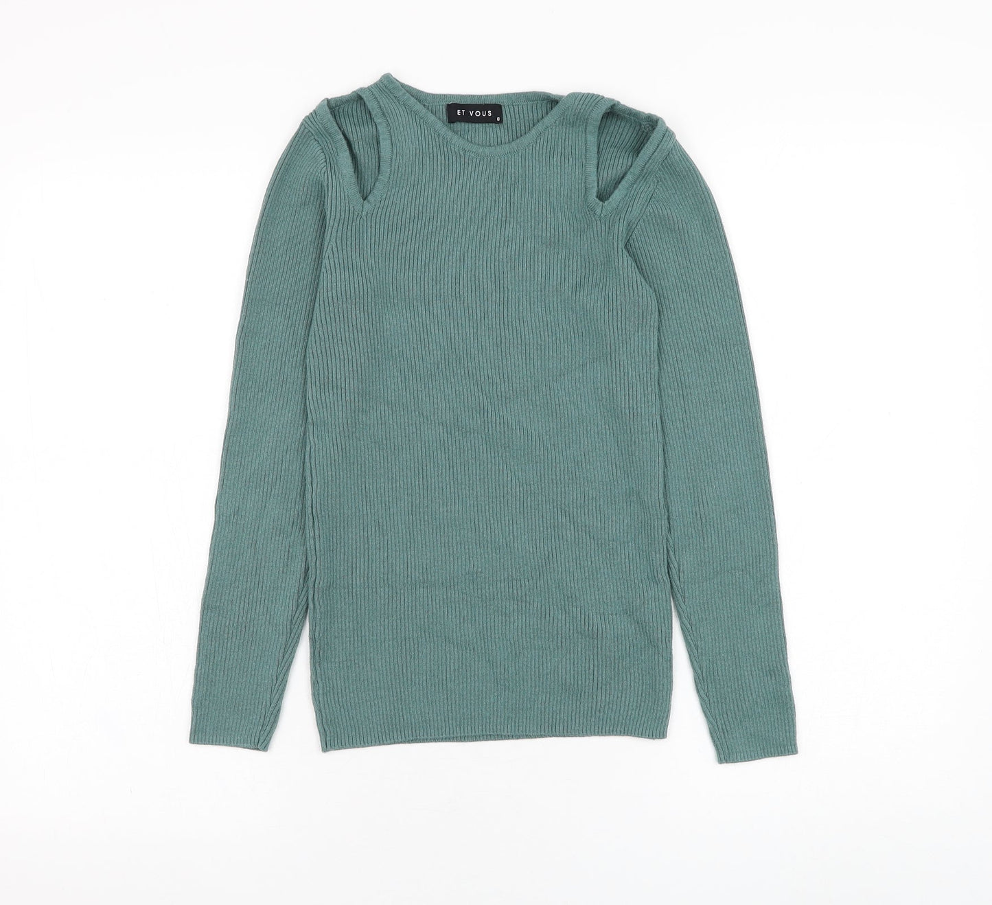 Matalan Womens Green Round Neck  Cotton Pullover Jumper Size 8