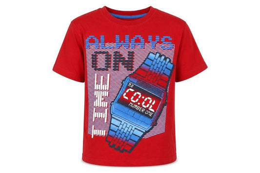 Dunnes Boys Red  Cotton Basic T-Shirt Size 8 Years Crew Neck  - Always on time