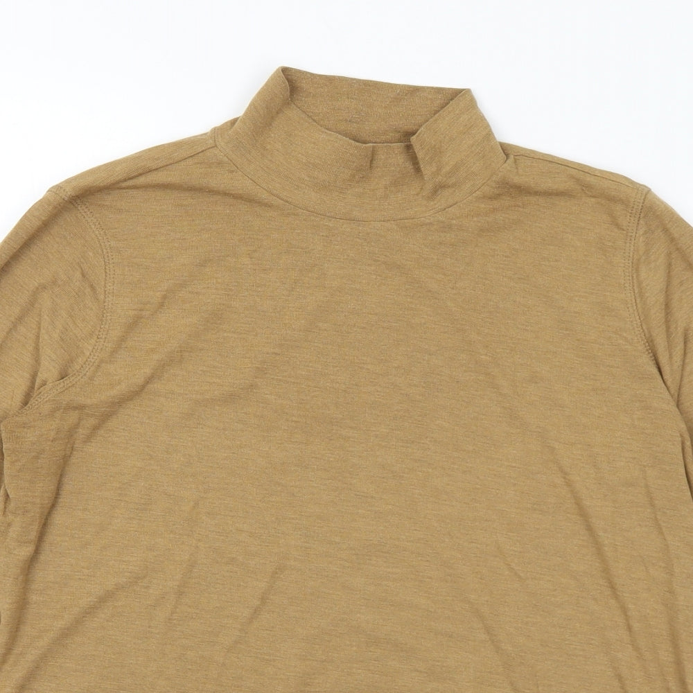 NEXT Womens Brown  Polyester Basic T-Shirt Size 12 Mock Neck