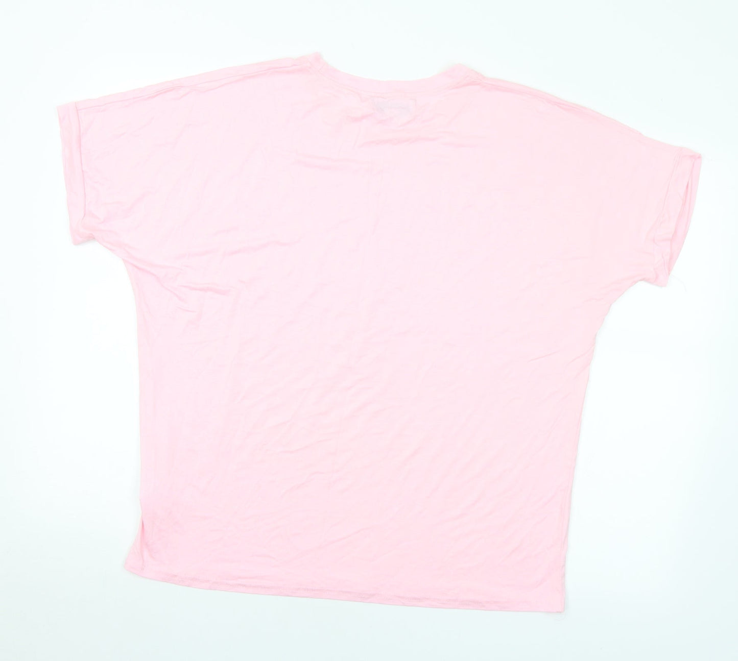 Paramour Womens Pink Animal Print Viscose Basic T-Shirt Size M Crew Neck - M/L