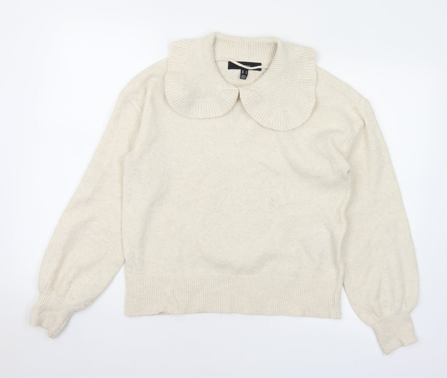 VERO MODA Womens Ivory Collared  Polyester Pullover Jumper Size M